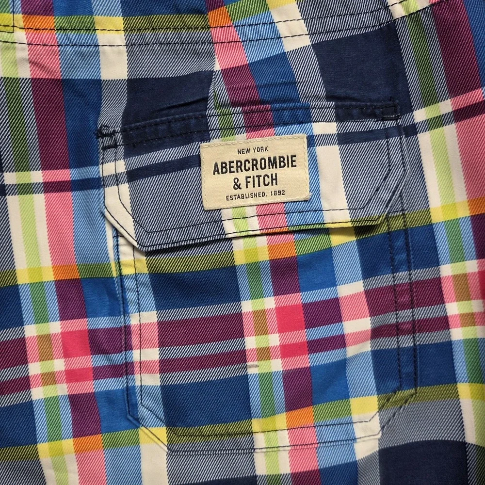 Abercrombie & Fitch Boardshorts Mens Large Plaid Beach Surf Boardwalk Unlined